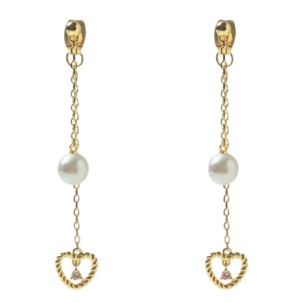 Heart Light Pearl Pierce Gold