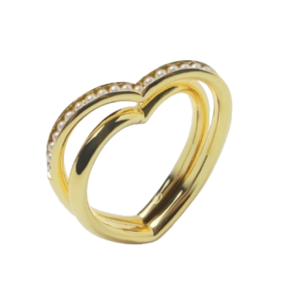 Heart Light Double Line Ring Gold