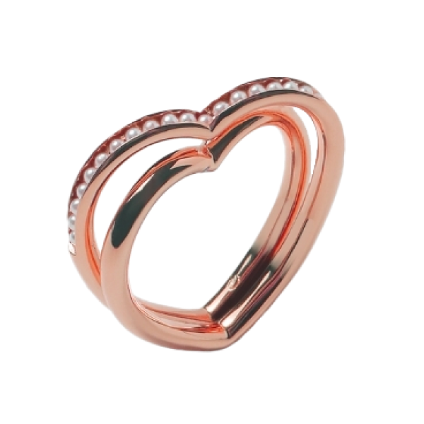 Heart Light Double Line Ring Pink Gold