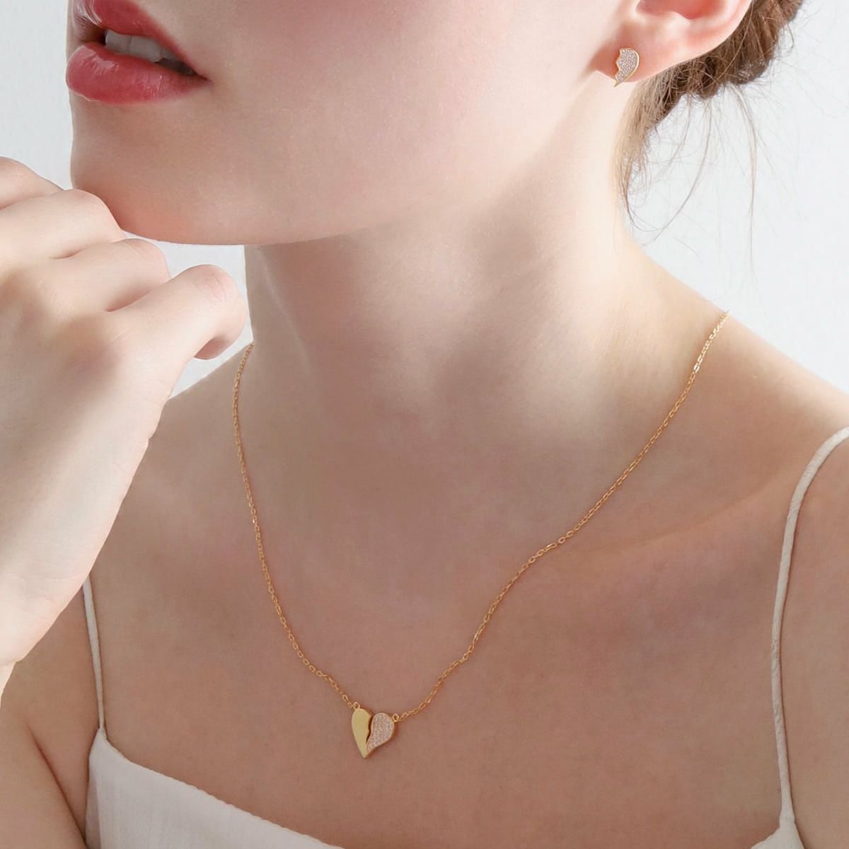 Separate Heart Necklace Gold | TwO hundRED