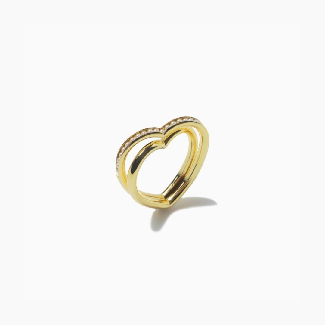 Heart Light Double Line Ring(Gold) | TwO hundRED