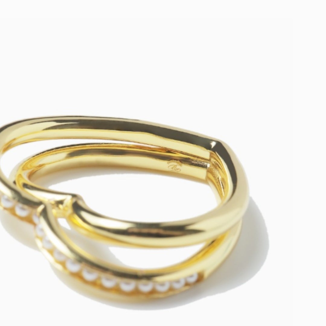 Heart Light Double Line Ring(Gold) | TwO hundRED