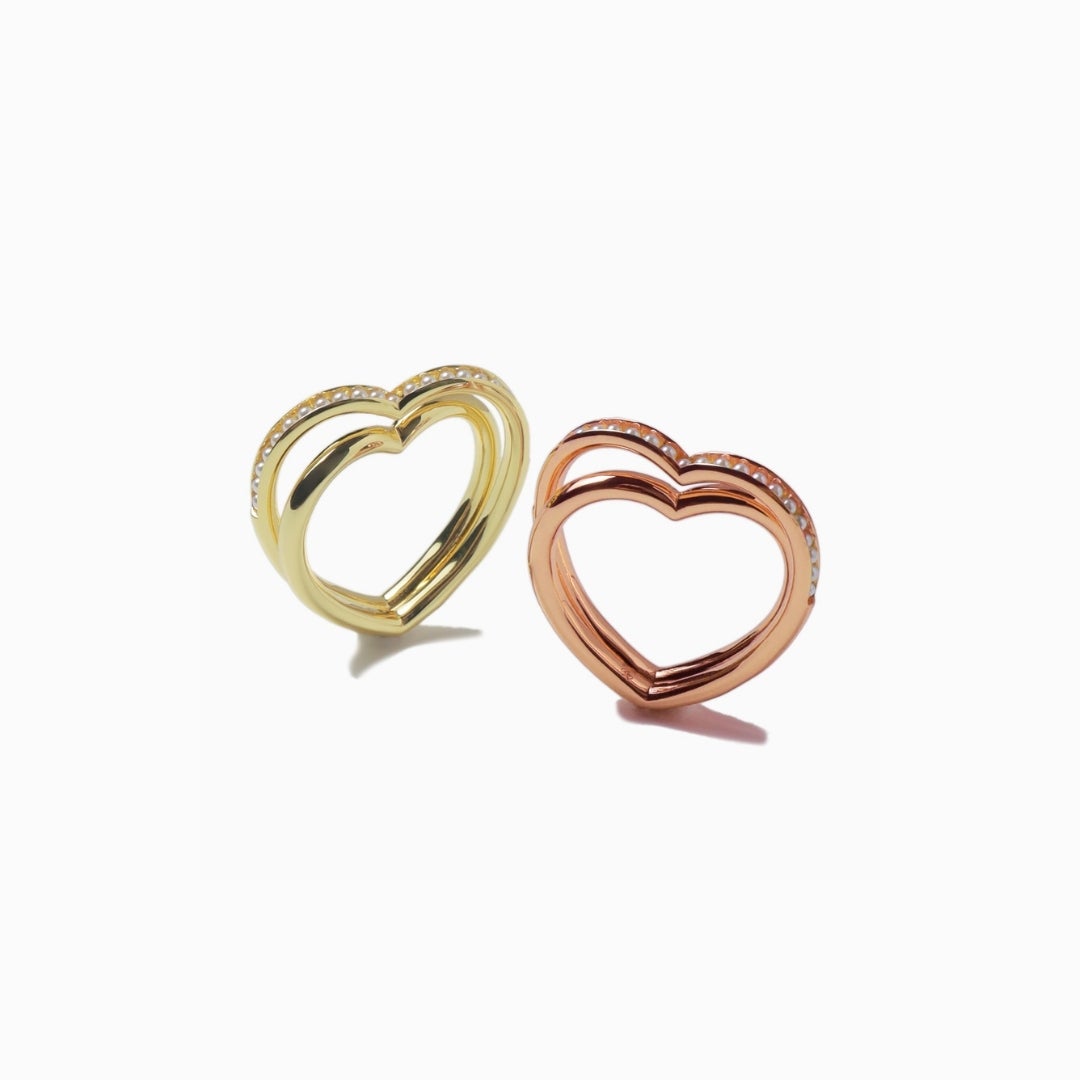 Heart Light Double Line Ring(Gold) | TwO hundRED