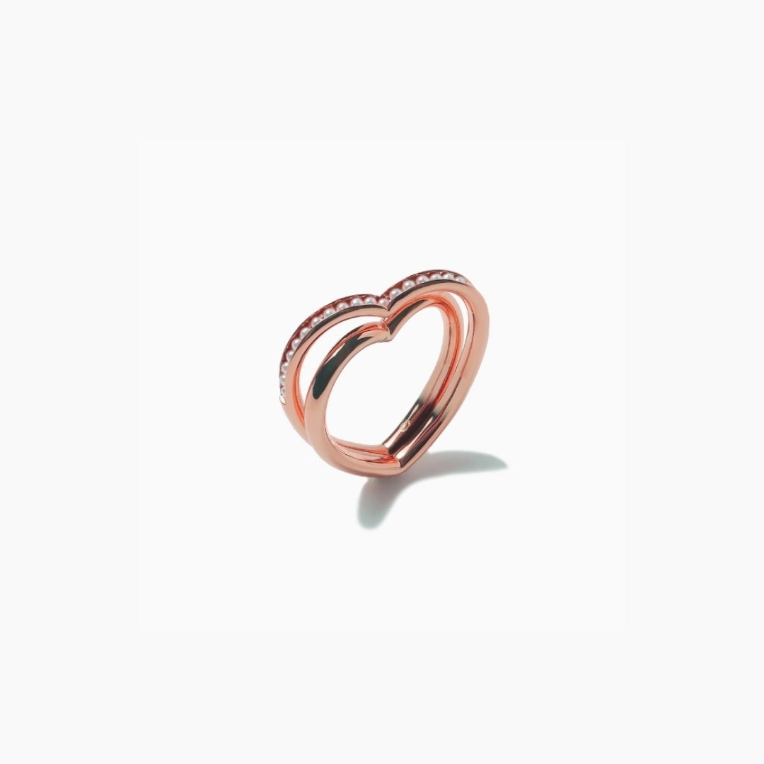 HYEON ヘヨン　ハートリング Heart Light Double Line Ring(Pink Gold) | TwO hundRED
